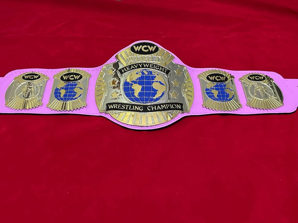 WCW World Heavyweight Championship Replica Adult Sized 4mm Plates Zinc - Classic White Strap - Free Shipping