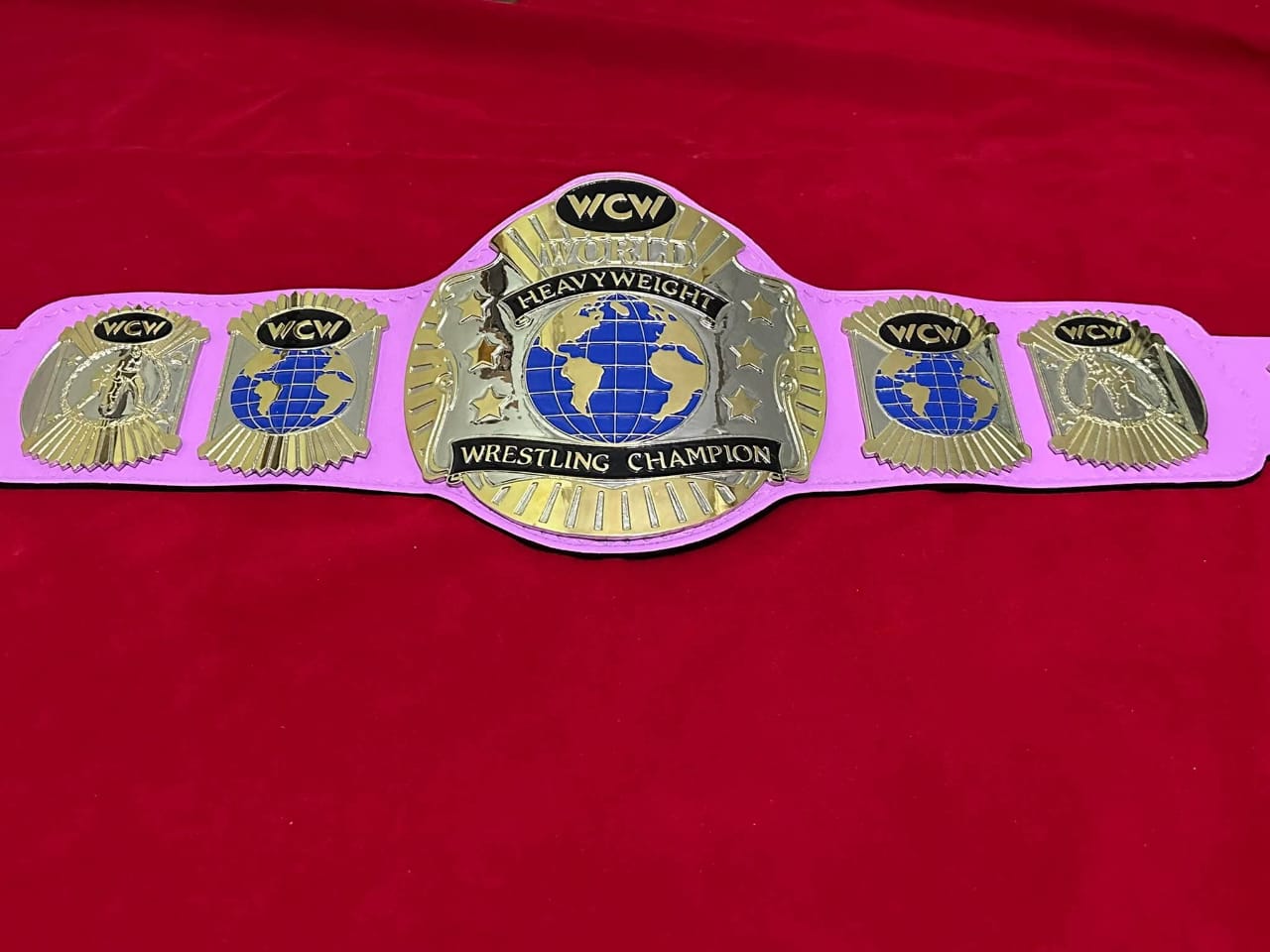 WCW World Heavyweight Championship Replica Adult Sized 4mm Plates Zinc - Classic White Strap - Free Shipping