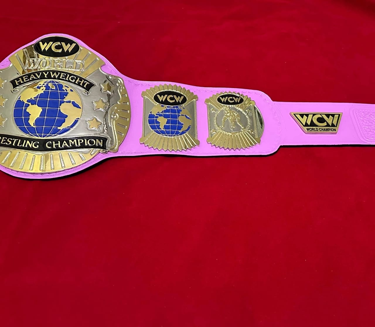 WCW World Heavyweight Championship Replica Adult Sized 4mm Plates Zinc - Classic White Strap - Free Shipping