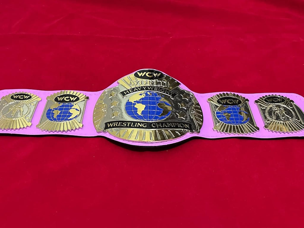 WCW World Heavyweight Championship Replica Adult Sized 4mm Plates Zinc - Classic White Strap - Free Shipping