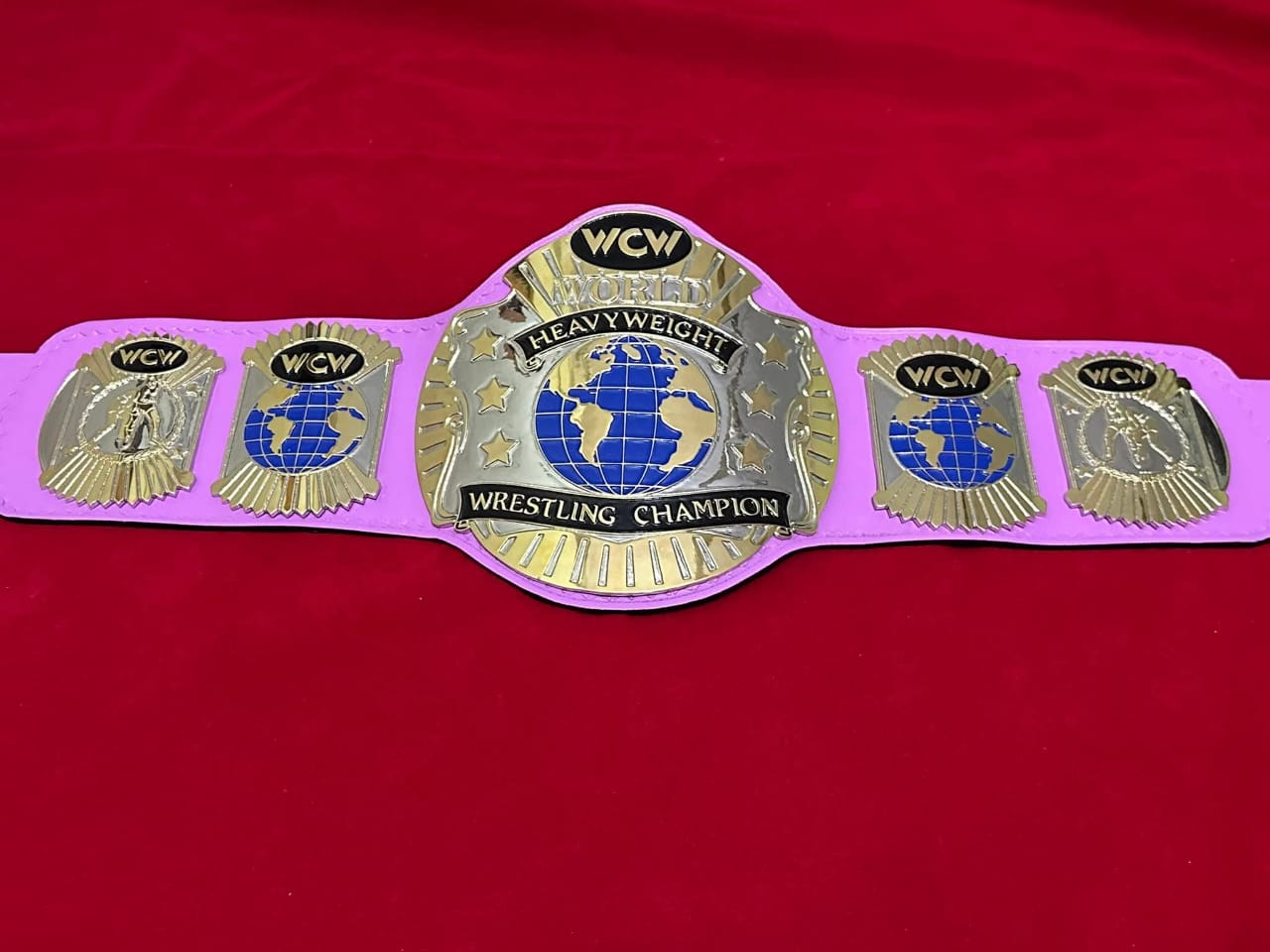 WCW World Heavyweight Championship Replica Adult Sized 4mm Plates Zinc - Classic White Strap - Free Shipping