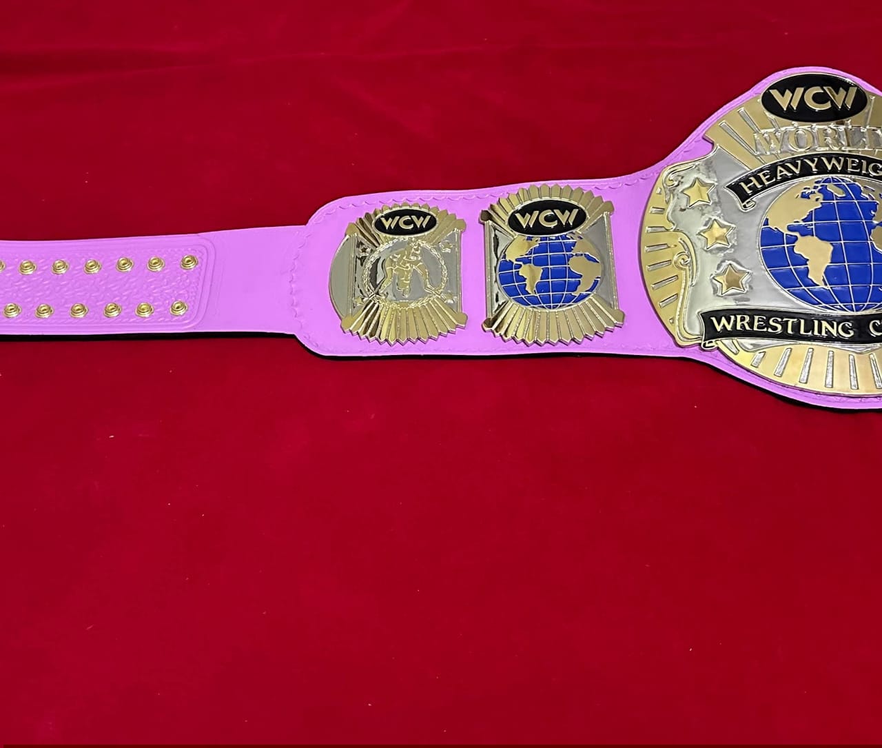 WCW World Heavyweight Championship Replica Adult Sized 4mm Plates Zinc - Classic White Strap - Free Shipping