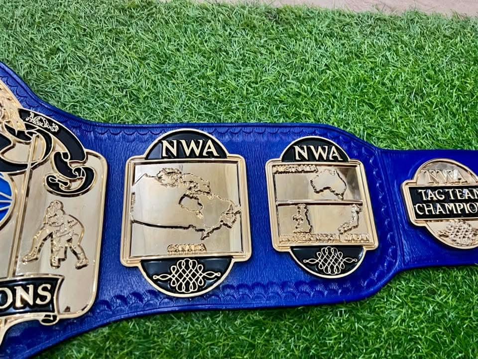NWA WORLD TAG TEAM 24K GOLD CNC 3D Zinc Wrestling Championship Belt Adults Size