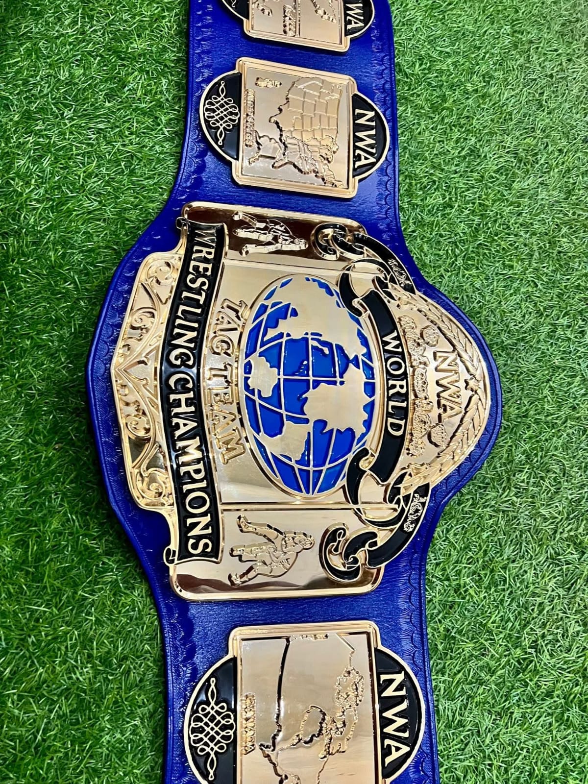 NWA WORLD TAG TEAM 24K GOLD CNC 3D Zinc Wrestling Championship Belt Adults Size