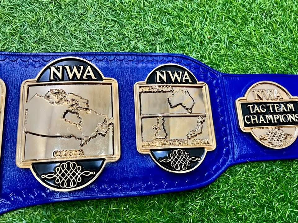NWA WORLD TAG TEAM 24K GOLD CNC 3D Zinc Wrestling Championship Belt Adults Size