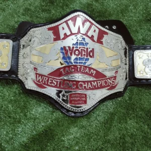 AWA Championship Belts - Premium Gold Plated Adult Size Replica - 100% Genuine Cowhide Leather