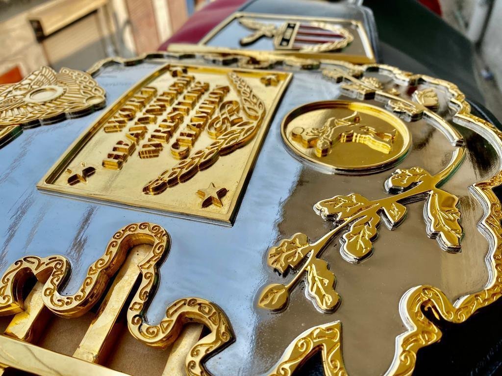 AWAWorldHeavyweight4 AWA Championship Belts - Premium Gold Plated Adult Size Replica - 100% Genuine Cowhide Leather