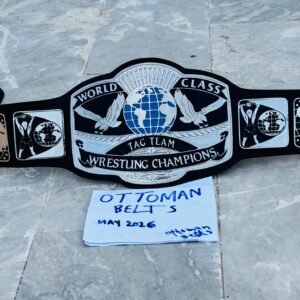 WCWA World Class Tag Team Wrestling Championship Belt 4mm zinc metal Plates & Pure Leather Strap - Adult Size Wrestling Title
