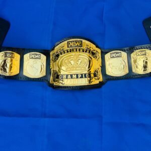 AEW Continental Championship custom belt for wrestling figures 4mm zinc metal plates 24k gold hand tooled leather strap deep etching adults size