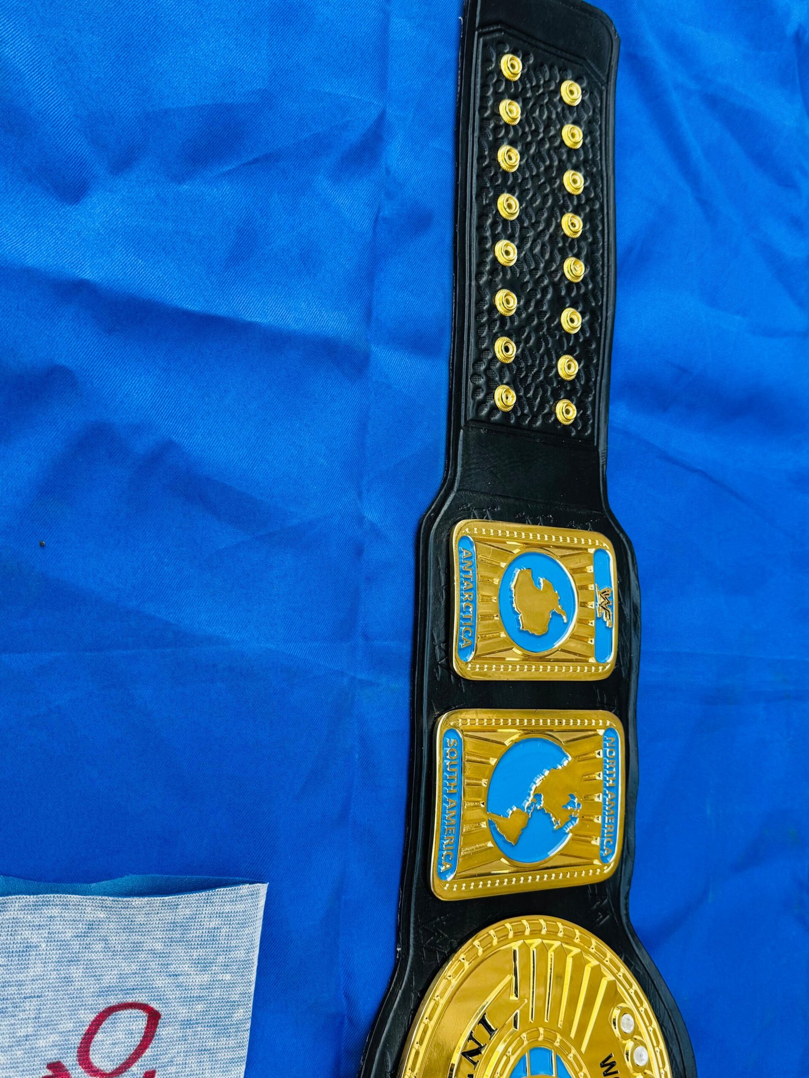 IMG_5553 WWF Intercontinental Championship Replica Belt 4mm Zinc 24kt Gold Adult size replica hand tooled original cowhide leather strap - Image 10