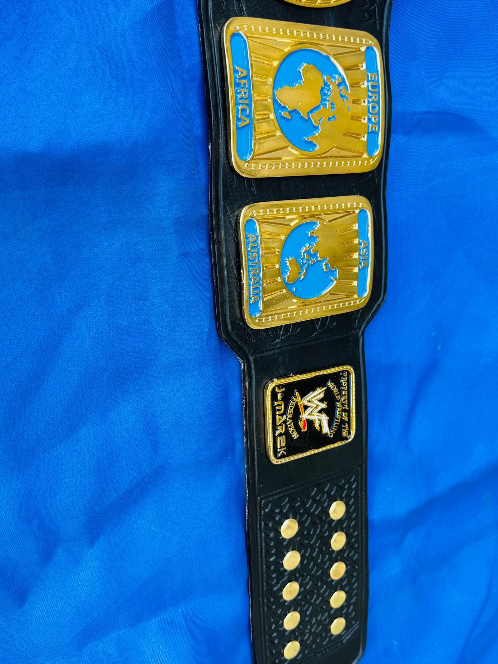 IMG_5554-1 WWF Intercontinental Championship Replica Belt 4mm Zinc 24kt Gold Adult size replica hand tooled original cowhide leather strap - Image 11
