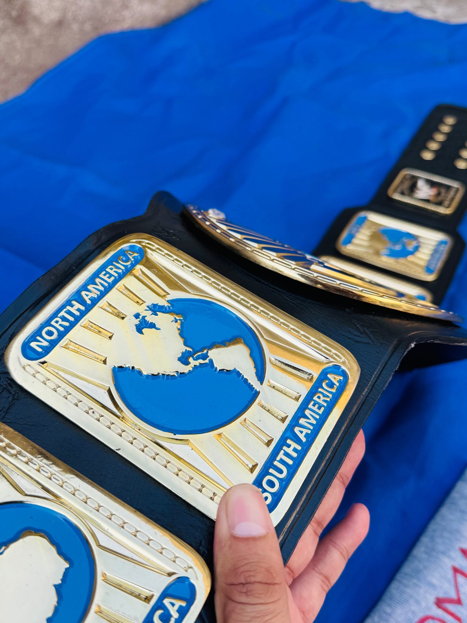 IMG_5557 WWF Intercontinental Championship Replica Belt 4mm Zinc 24kt Gold Adult size replica hand tooled original cowhide leather strap - Image 7