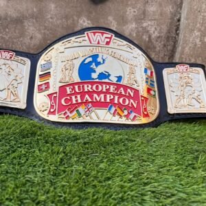 WWF European Championship Wrestling belt block logo adult size 24k gold