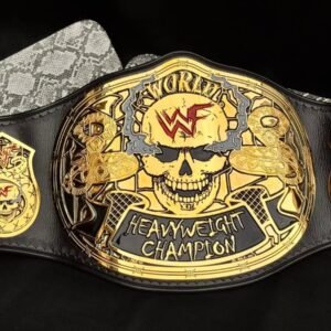 Premium CNC 3D WWF Smoking Skull Championship Wrestling Belt Adults Size 4MM 24K Gold With Cowdie Leather Adults Size