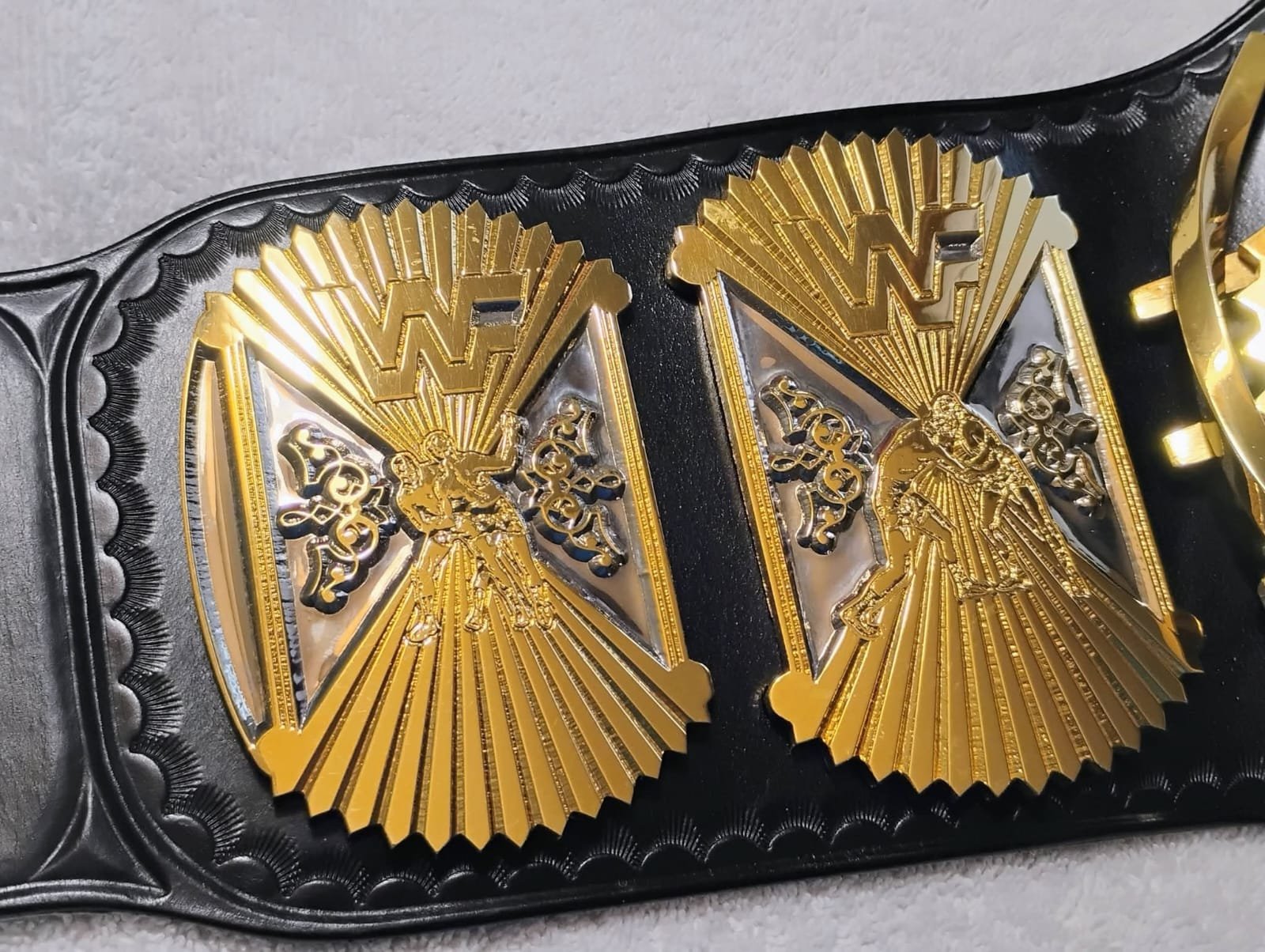 ac_2 Premium CNC 3D WWF Winged Eagle Championship Wrestling Belt Adults Size 4MM 24K Gold Real Hand Tooling Leather - Image 3