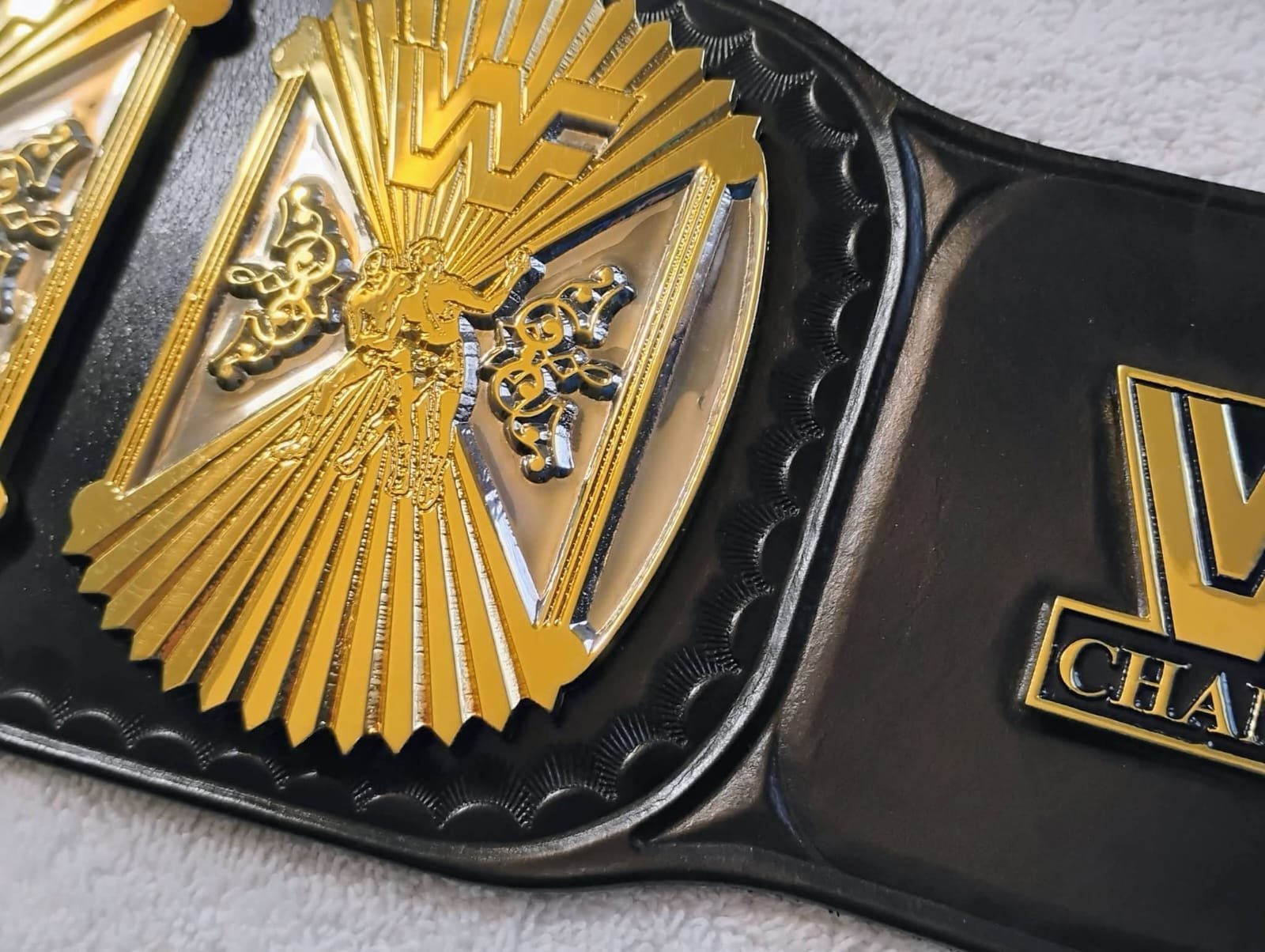 ac_4 Premium CNC 3D WWF Winged Eagle Championship Wrestling Belt Adults Size 4MM 24K Gold Real Hand Tooling Leather - Image 5