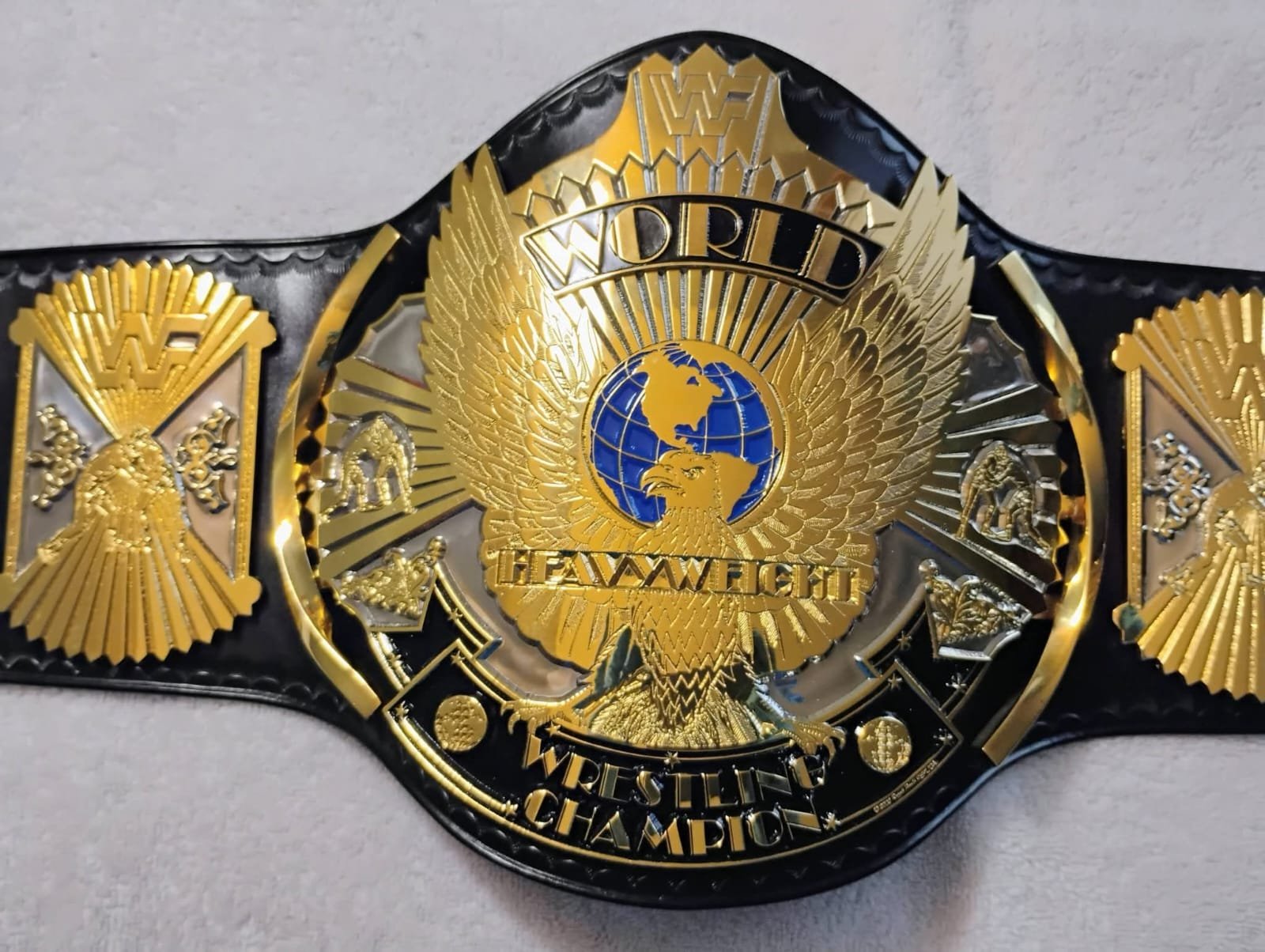 ac_6 Premium CNC 3D WWF Winged Eagle Championship Wrestling Belt Adults Size 4MM 24K Gold Real Hand Tooling Leather