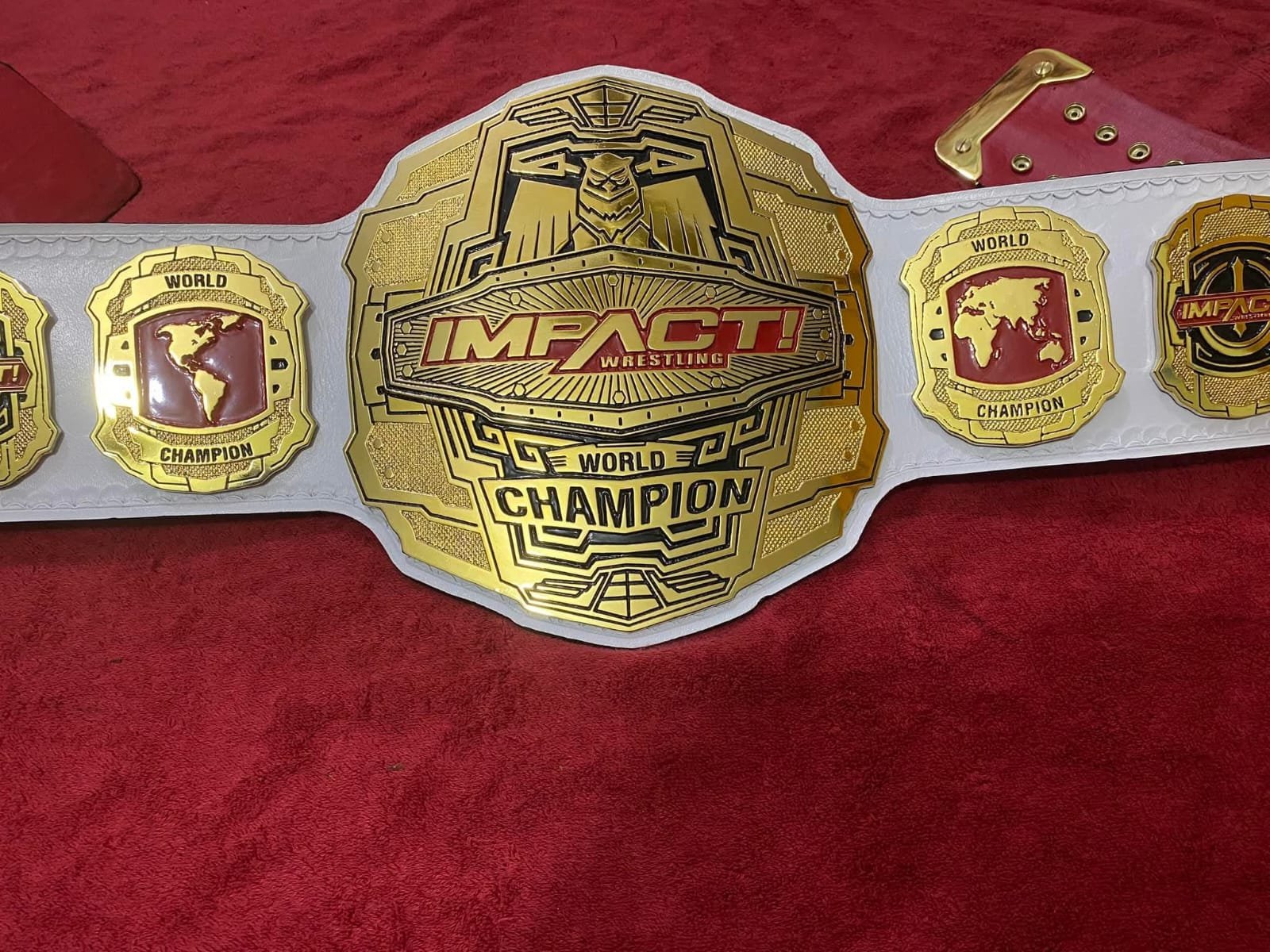 ad_2_3f60cc18-1b18-4004-a01b-65eb027c0be1 TNA Impact World Heavyweight Wrestling Championship Title Belt | Custom 4MM Zinc Gold Plated | White Leather Strap | - Image 3