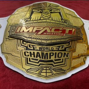 TNA Impact World Heavyweight Wrestling Championship Title Belt | Custom 4MM Zinc Gold Plated | White Leather Strap |