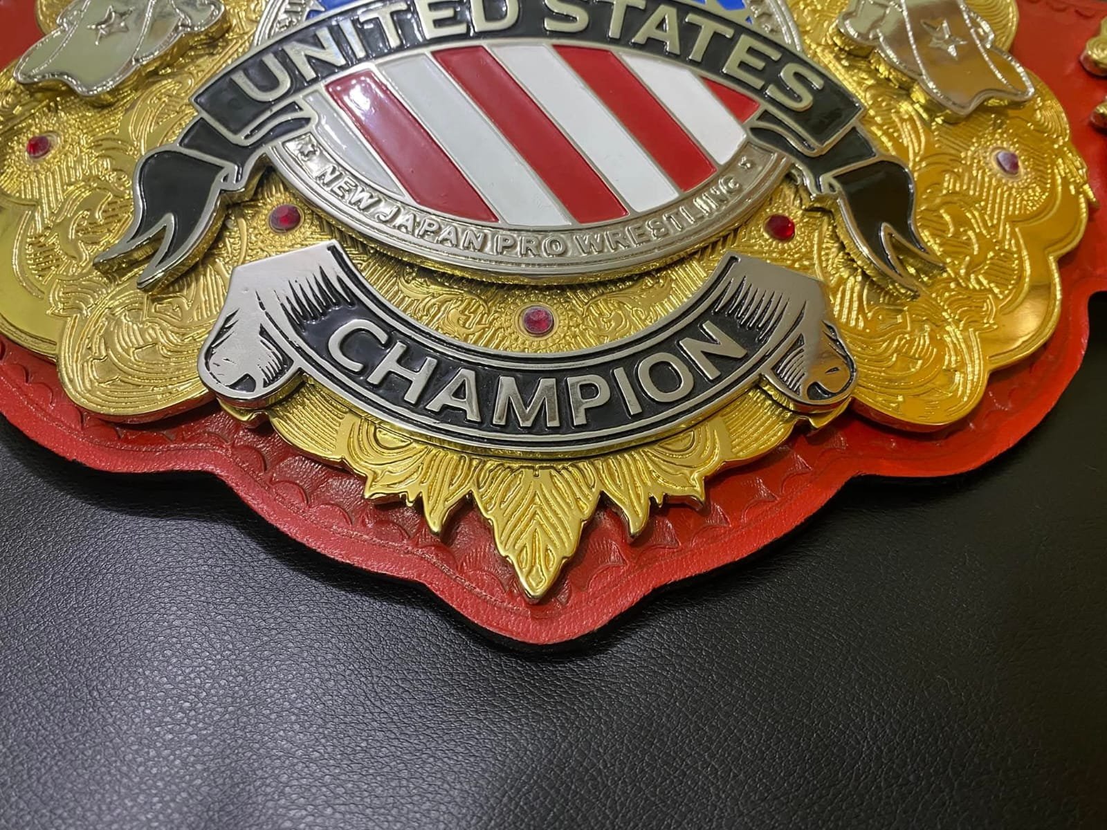 ae_1_6629bcaf-4acf-4836-9ab9-3327ab4a64b8 IWGP United State Championship Wrestling Replica Leather Belt Adult Size 4mm Zinc - Image 2