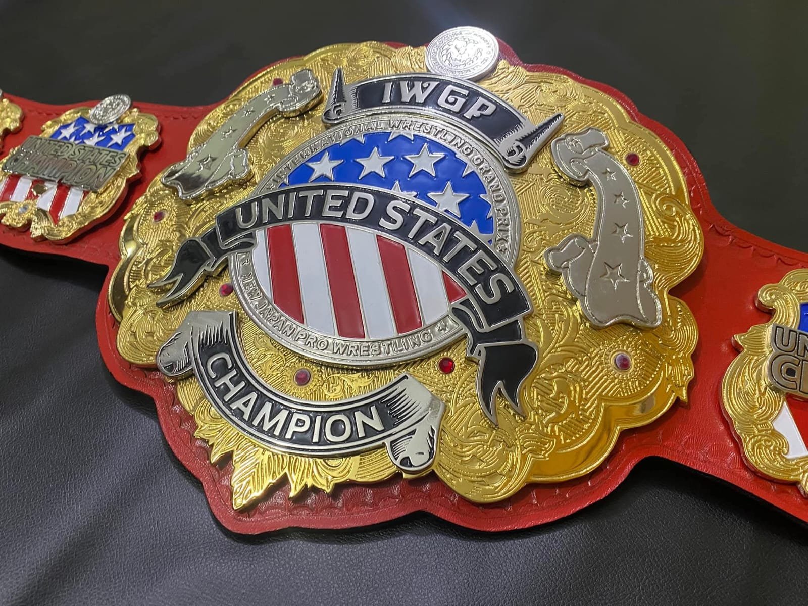 ae_4_80b9042a-78c2-4a11-9690-b5bcac9dc683 IWGP United State Championship Wrestling Replica Leather Belt Adult Size 4mm Zinc - Image 4