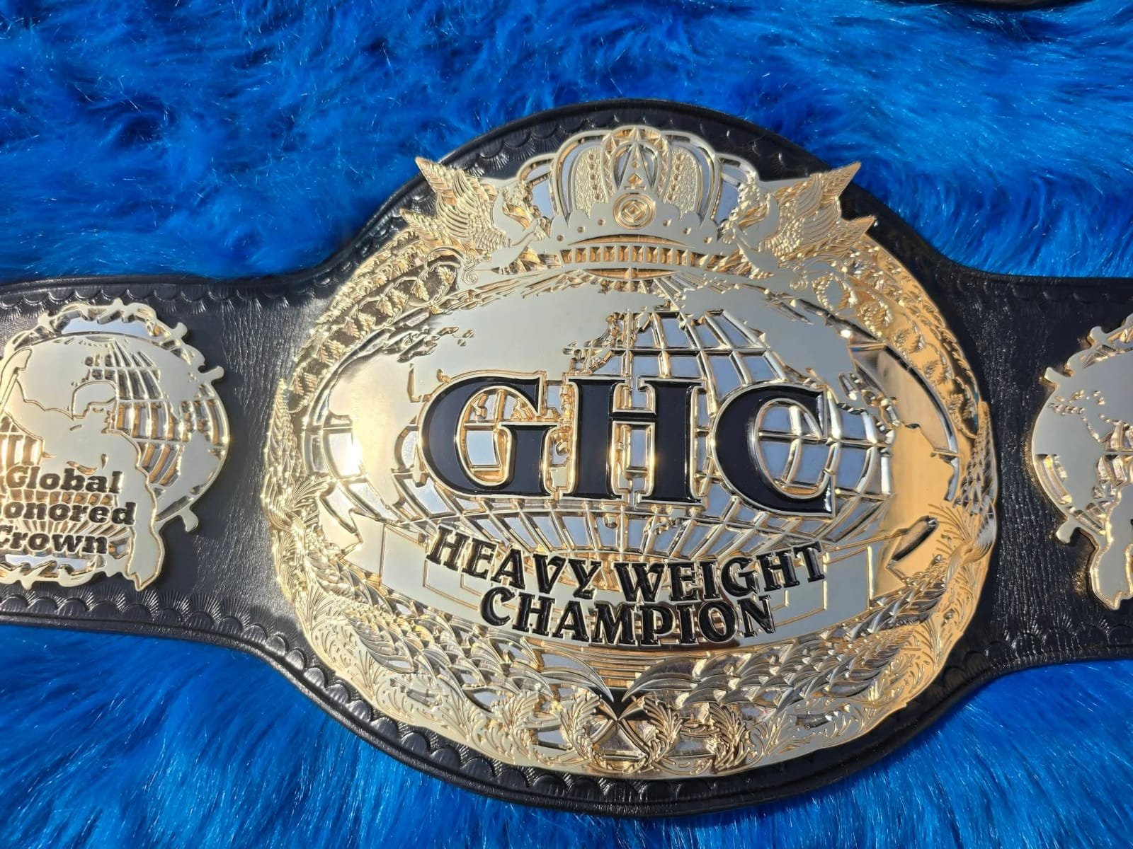 ah_7 Premium CNC 3D GHC World Heavyweight Championship Belt Adults Size 4MM 24K Gold Dual Real leather Hand Tooling