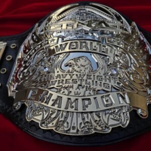 Premium CNC 3D TNA World Heavyweight Championship Belt Adult Size 4MM 24K Gold Dual Real Leather Hand Tooling