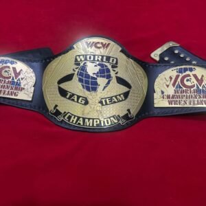 WCW Champion Belt World Tag Team World Wrestling Championship Belt 4MM Zinc Adult - Gold Plating - Genuine Leather