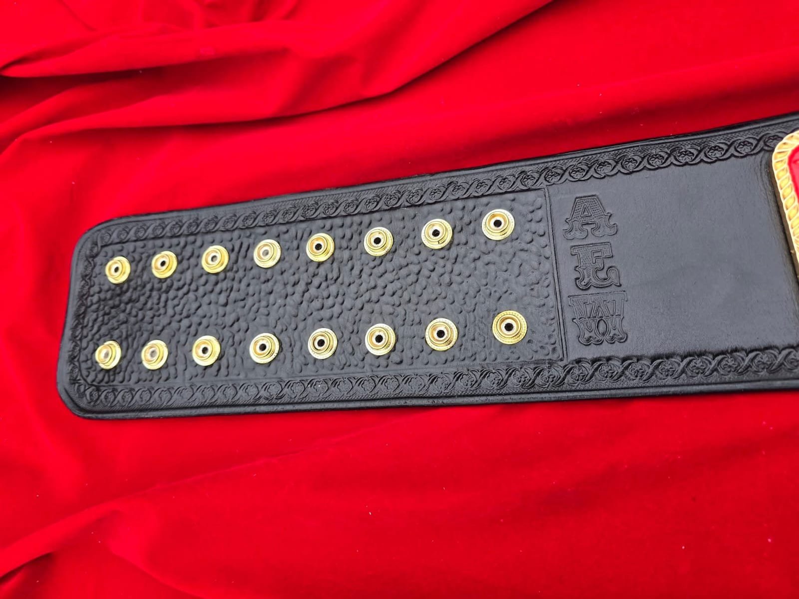 am_6 Premium CNC 3D AEW National Championship Belt Adults 4MM 24K Gold Real Leather Hand Tooling - Image 6