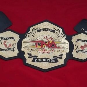 TNA International World Championship Replica | 4mm Zinc - 24k Gold– Black Leather Straps