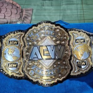 Premium CNC 3D AEW World Championship Replica Belt | 4mm Zinc – Silver and Gold Plated with 4-Layer Stacked Design