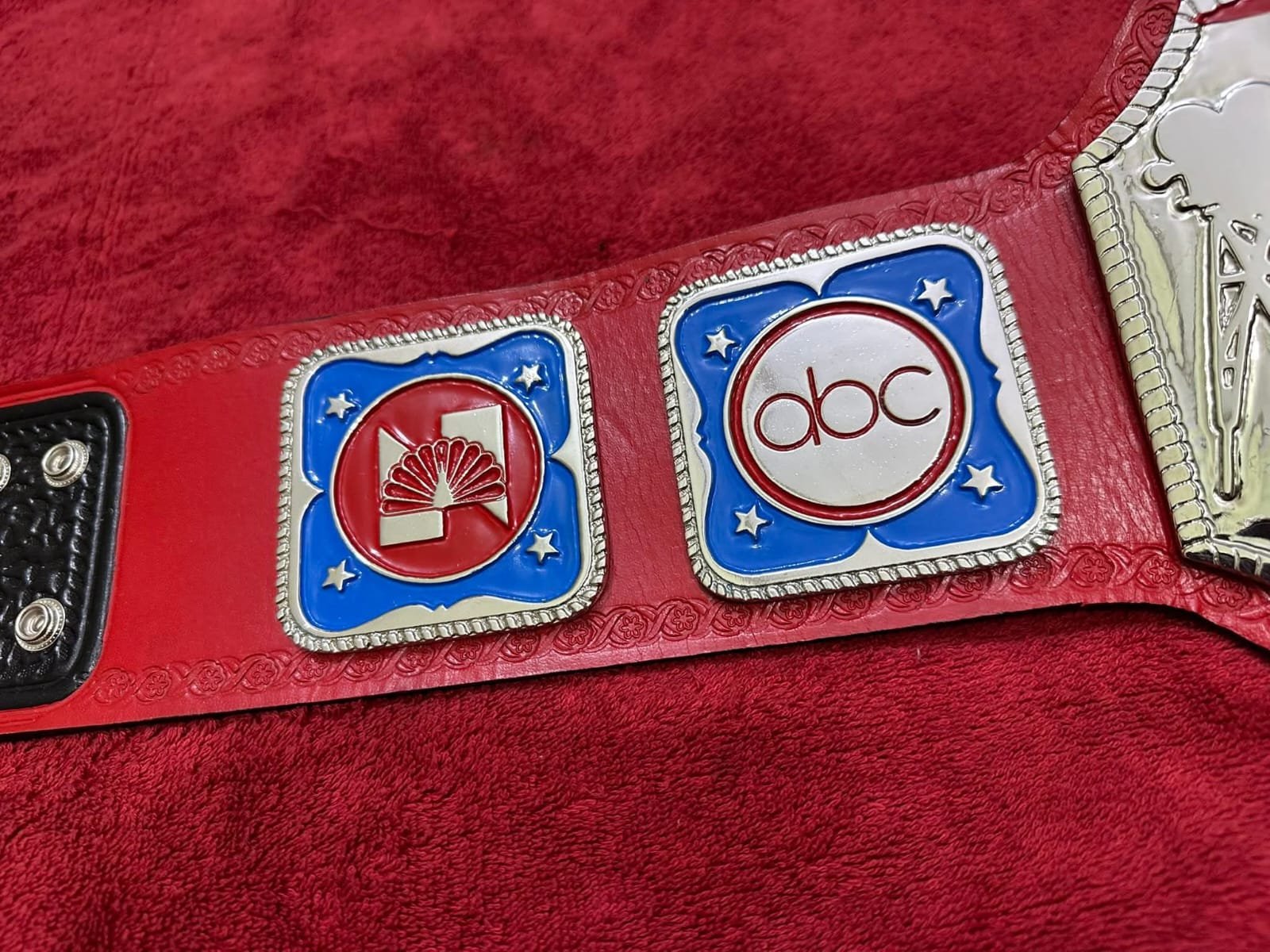 bb_2 NWA TELEVISION HEAVY WEIGHT CHAMPIONSHIP REPLICA BELT 4MM ZINC RED ADULT SIZE TITLE - Image 3