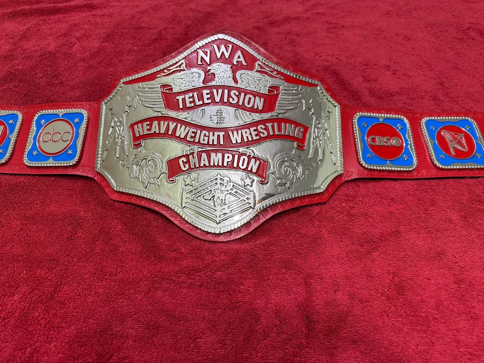 bb_7 NWA TELEVISION HEAVY WEIGHT CHAMPIONSHIP REPLICA BELT 4MM ZINC RED ADULT SIZE TITLE - Image 7