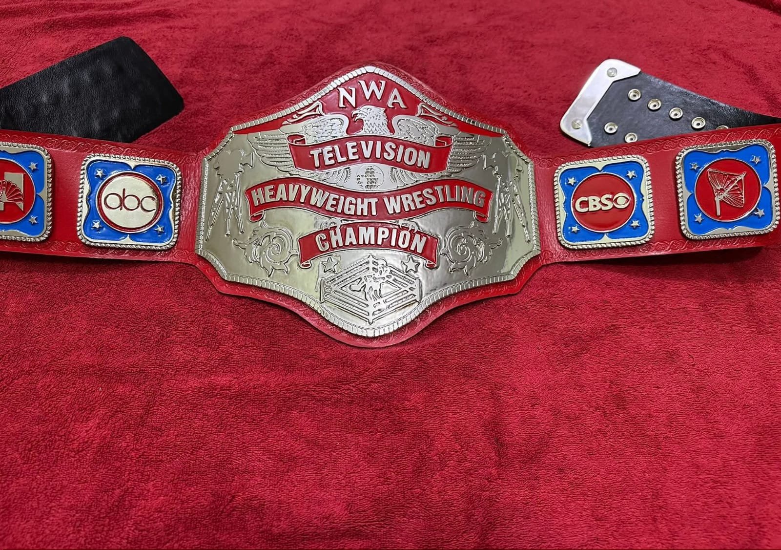 bb_8 NWA TELEVISION HEAVY WEIGHT CHAMPIONSHIP REPLICA BELT 4MM ZINC RED ADULT SIZE TITLE