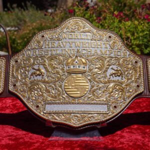 Premium CNC 3D Big Gold World Heavyweight Championship Replica With Hand Texture Plates Hand Tooling Leather  Adults Size