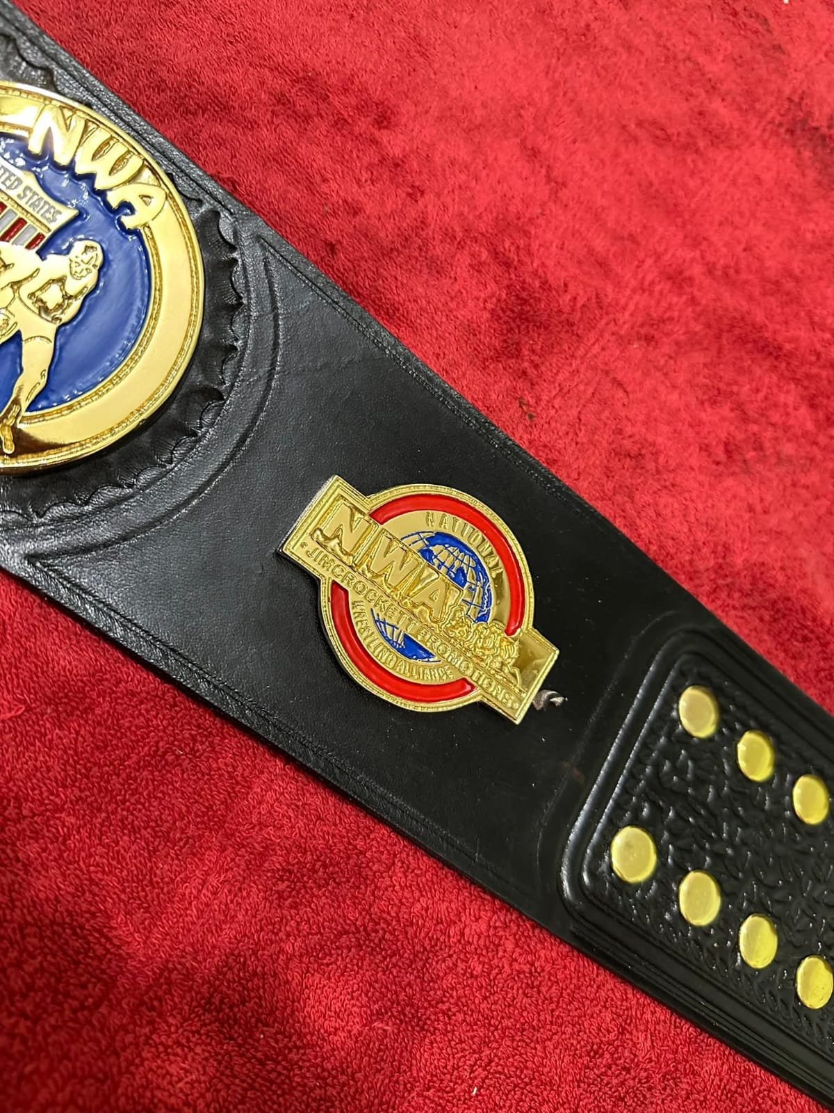 bm_1 NWA UNITED STATES HEAVYWEIGHT WRESTLING CHAMPION BELT 4MM ZINC & GOLD PLATED - Image 2