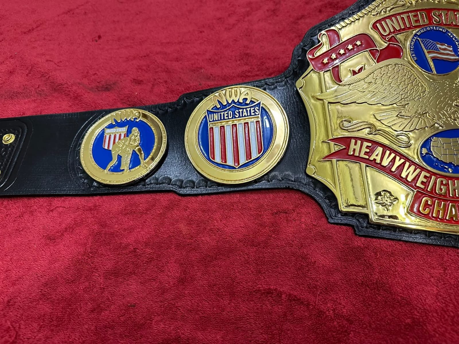 bm_3 NWA UNITED STATES HEAVYWEIGHT WRESTLING CHAMPION BELT 4MM ZINC & GOLD PLATED - Image 4