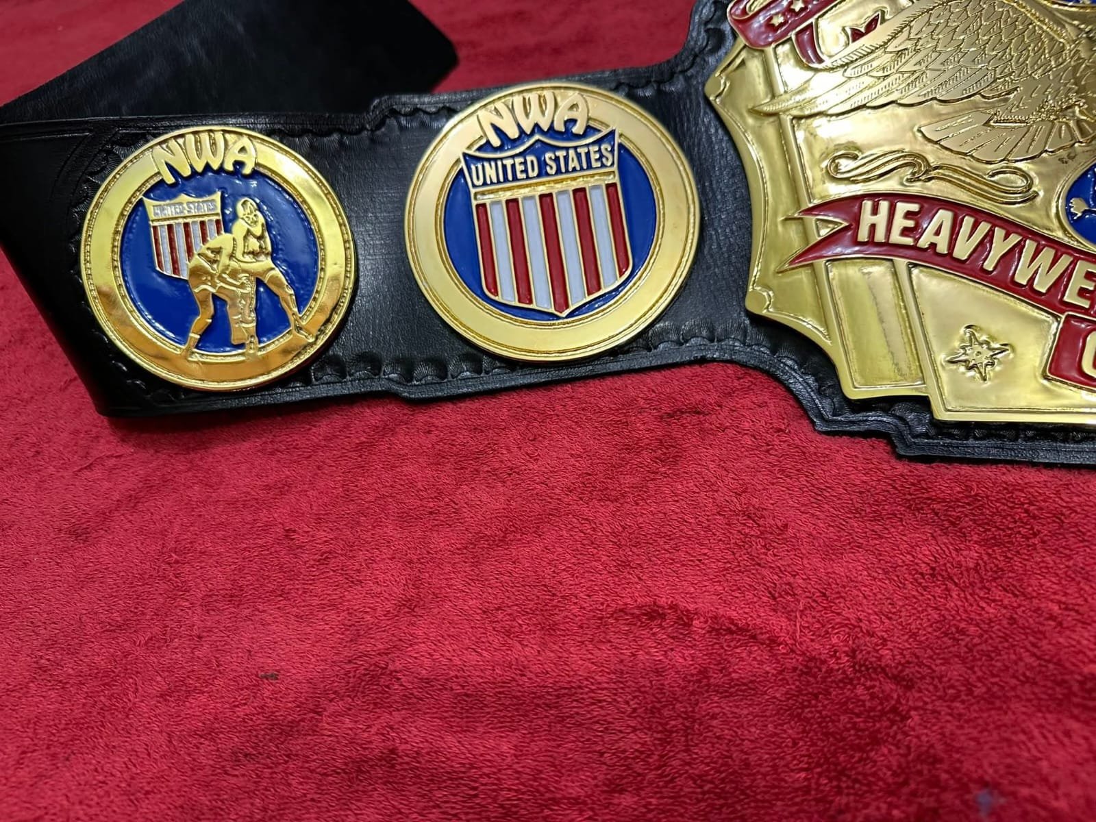 bm_5 NWA UNITED STATES HEAVYWEIGHT WRESTLING CHAMPION BELT 4MM ZINC & GOLD PLATED - Image 5