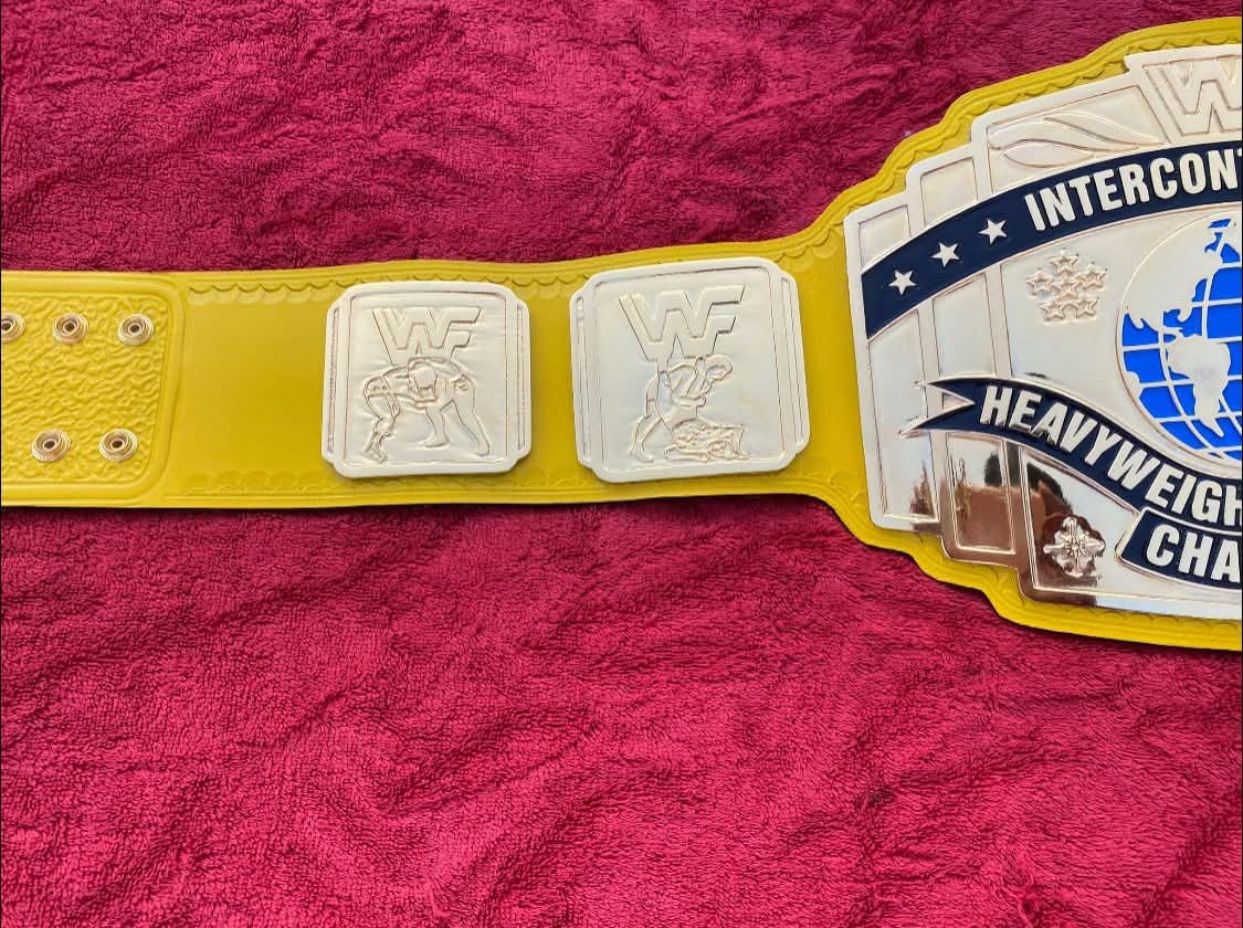 bq_2 WWF Classic Intercontinental Heavyweight Wrestling Championship Belt | 4mm zinc 24k gold adult size Golden Strap Edition - Image 2
