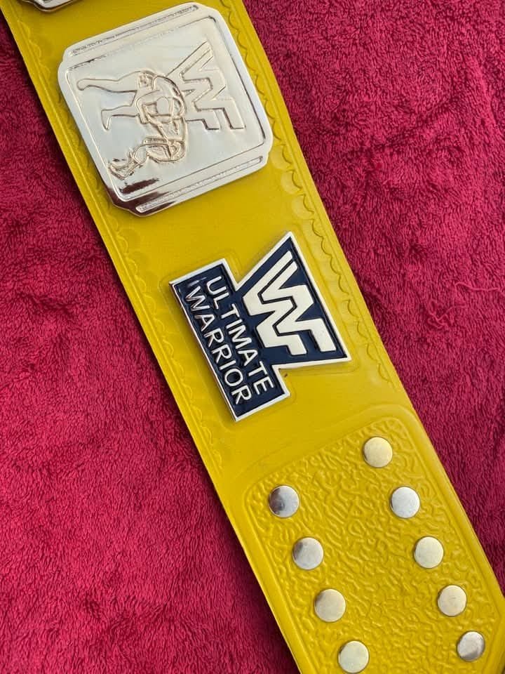 bq_3 WWF Classic Intercontinental Heavyweight Wrestling Championship Belt | 4mm zinc 24k gold adult size Golden Strap Edition - Image 3