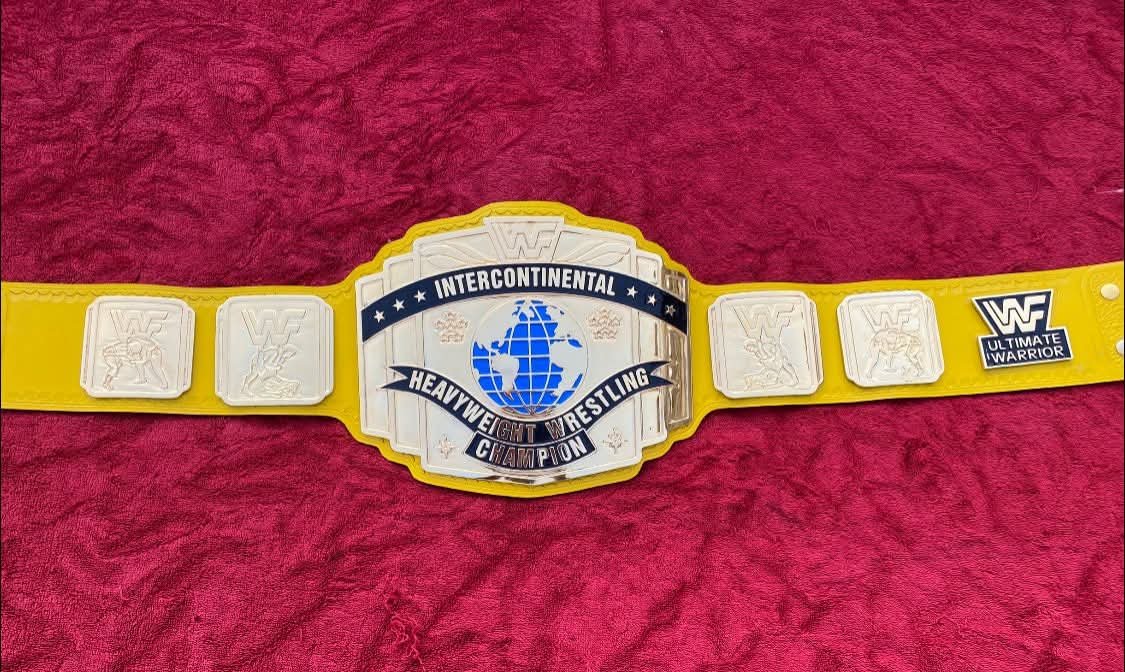 bq_5 WWF Classic Intercontinental Heavyweight Wrestling Championship Belt | 4mm zinc 24k gold adult size Golden Strap Edition - Image 5
