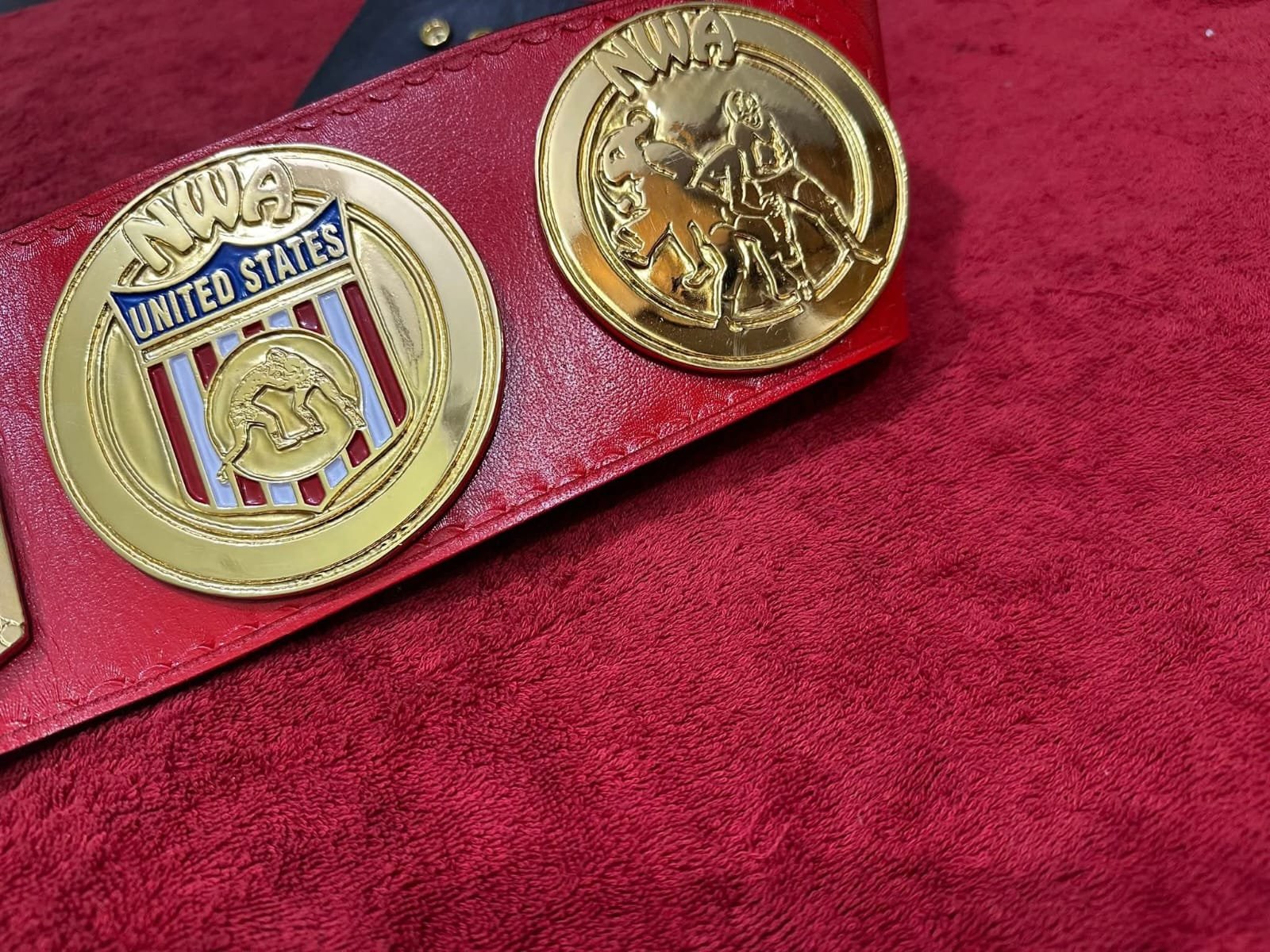 bx_5 Nwa United states Tag Team Championship belt,4mm Zinc,Gold Plated.real Leather - Image 5