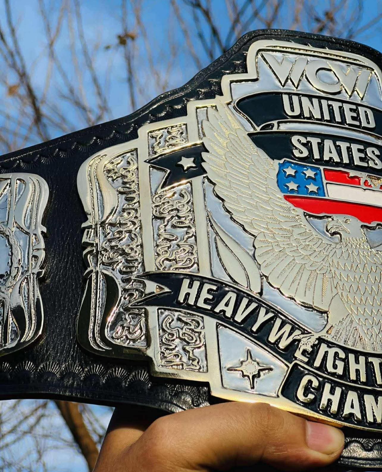 ci_1 WCW United States Championship Belt 4mm Zinc Replica Title Belt Gold Dual Plated - Classic White Strap - Free Shipping - Image 2