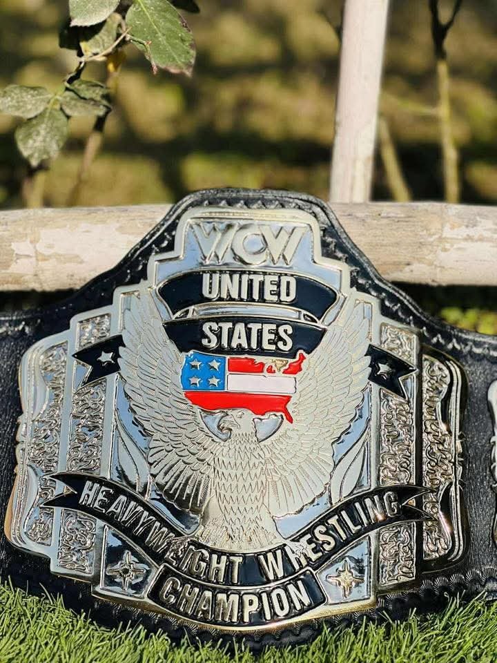 ci_3 WCW United States Championship Belt 4mm Zinc Replica Title Belt Gold Dual Plated - Classic White Strap - Free Shipping