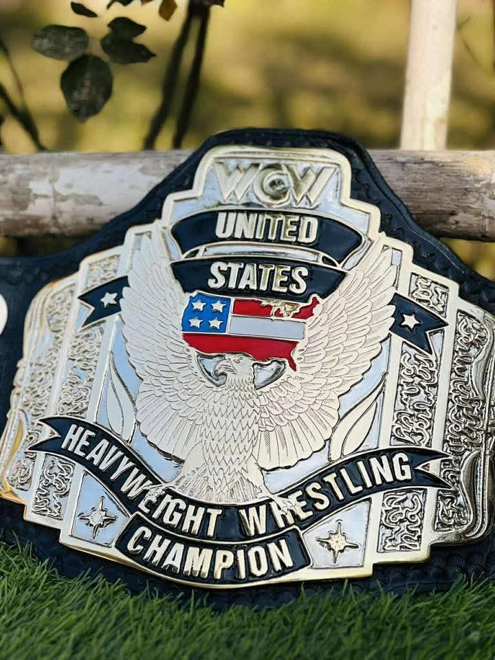 ci_4 WCW United States Championship Belt 4mm Zinc Replica Title Belt Gold Dual Plated - Classic White Strap - Free Shipping - Image 4