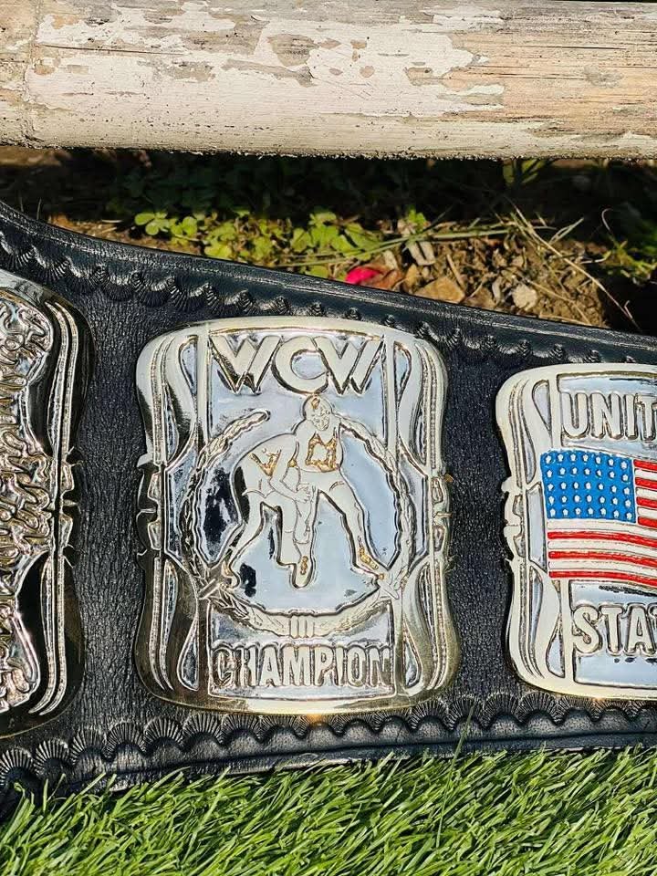 ci_6 WCW United States Championship Belt 4mm Zinc Replica Title Belt Gold Dual Plated - Classic White Strap - Free Shipping - Image 6