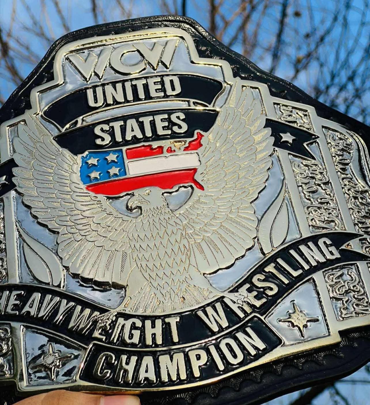 ci_8 WCW United States Championship Belt 4mm Zinc Replica Title Belt Gold Dual Plated - Classic White Strap - Free Shipping - Image 8
