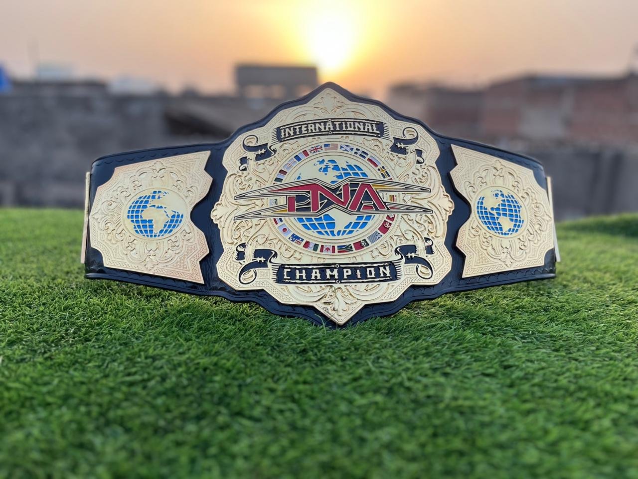 f_16 TNA International Heavyweight Wrestling Championship Belt 4mm Zinc Adult