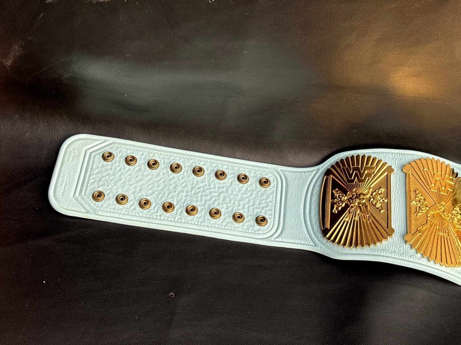 n Premium CNC 3D Light Blue WWF Winged Eagle Championship Replica Title Belt 4MM 24k Gold - Image 12
