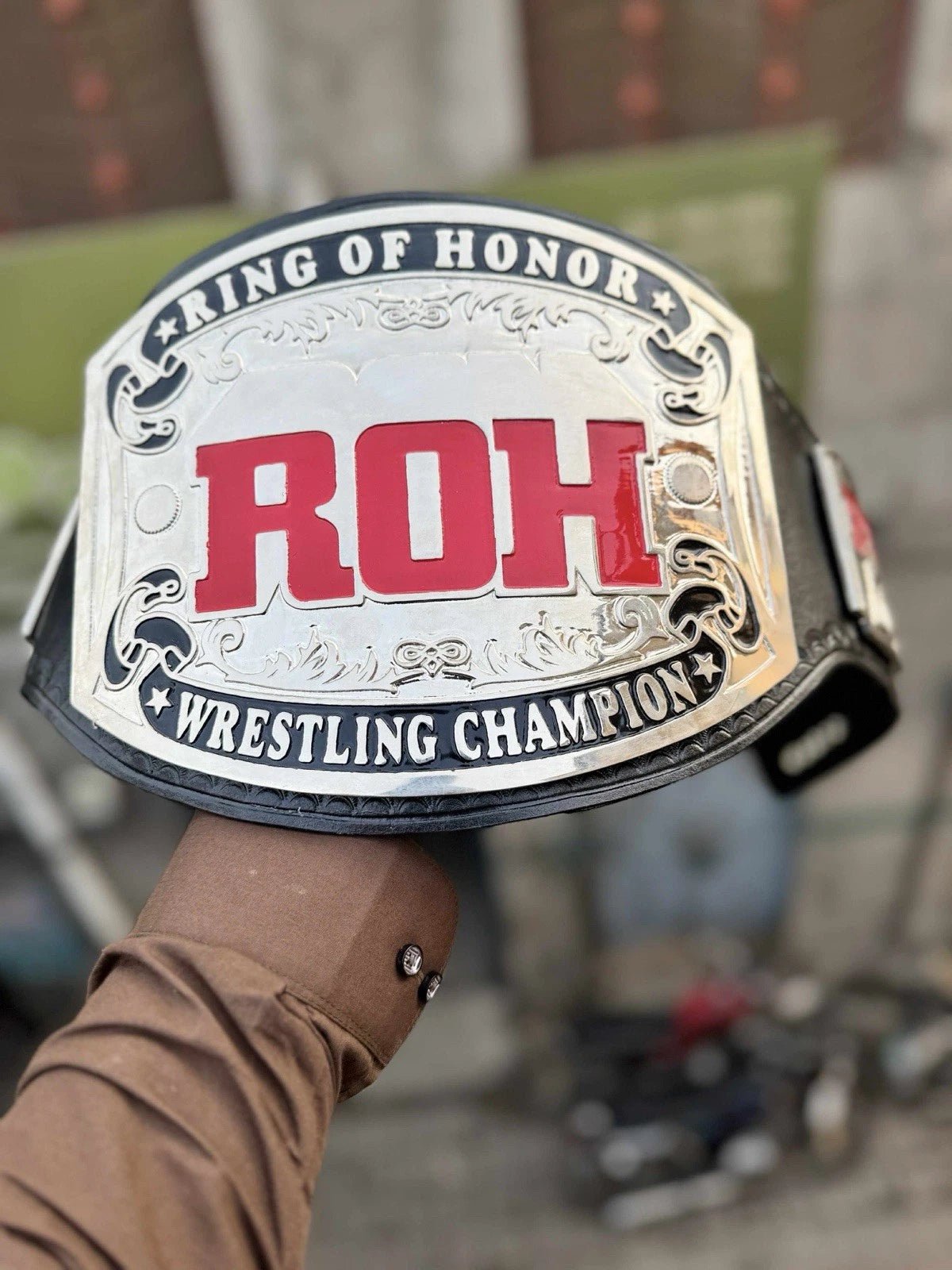 n_1-1 ROH Of RING HONOR Wrestling Championship Belt| 4MM Zinc Chrome Plated - Image 2